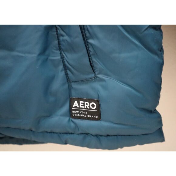 Aeropostale 3083 Men's Sz M Teal/Black Colorblock Heavyweight Puffer Jacket - Picture 6 of 13